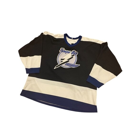 Vintage 90's CCM Maska Tampa Bay Lightning Stitched NHL Hockey Jersey Black 2XL - Picture 4 of 6